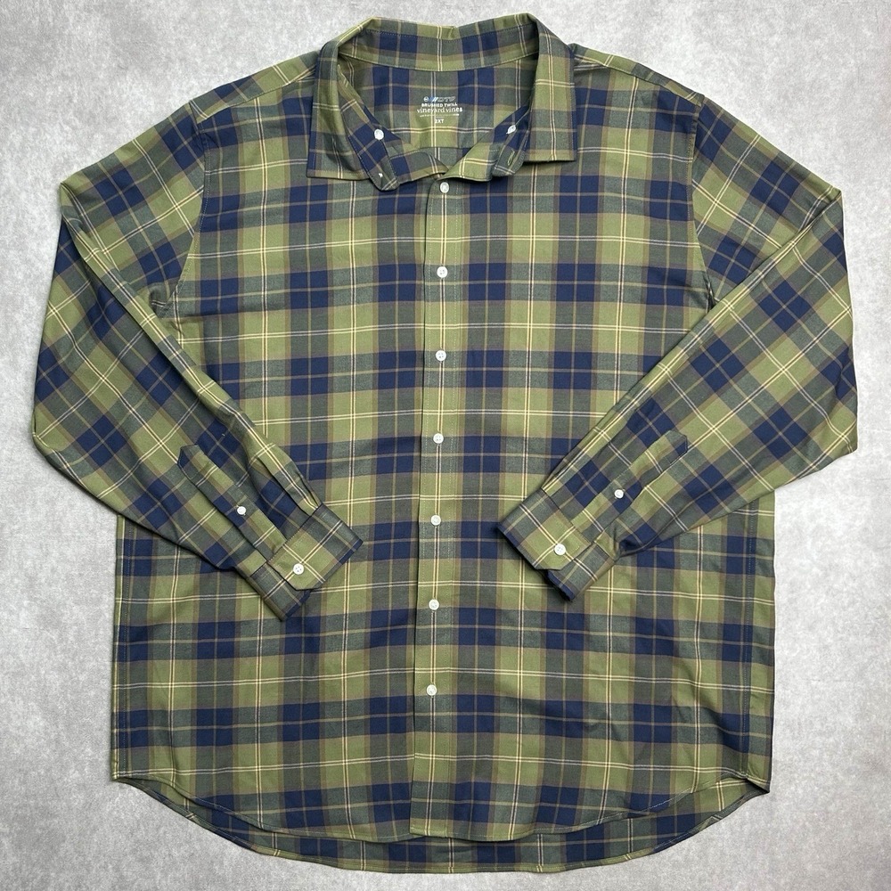 Vineyard Vines Plaid OTG Brushed Twill Shirt Button Down On The Go Mens 2X Green